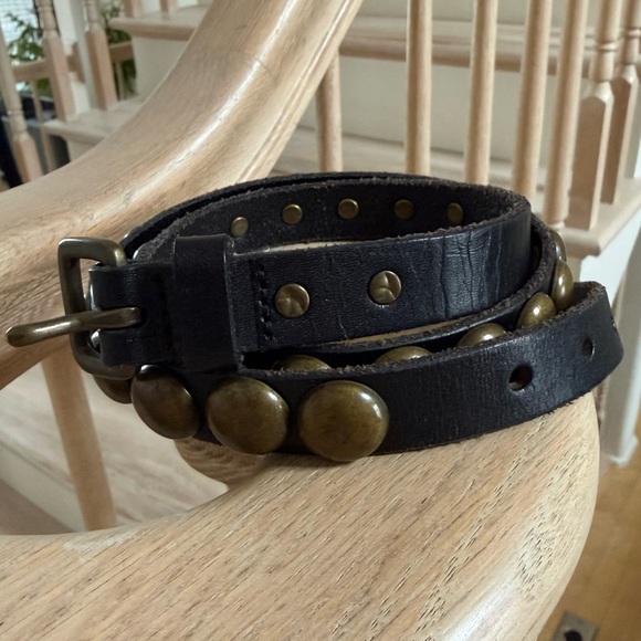 Gap Black Studded Leather Belt Size M - Picture 4 of 10